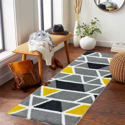 Roseate Mosaic Super Soft (50x120 cm) Microfibre 2000 GSM Anti Skid Runner for Bedroom/Carpets for Living Room/Kitchen Mats for Floor/Floor Mat/Bathroom Mat/Rug (Grey) Pack of 1 image 2