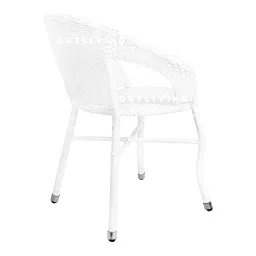 OUTLIVING Garden Patio Seating Chair and Table Set Outdoor Balcony Garden Coffee Table Set Furniture with 1 Square Table and 2 Chairs Set (White) image 3