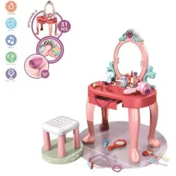 Gemcza Princess Dream Dressing Table Set with Mirror and Stool, 31-Piece Vanity Play Set for Children Age 3+ image 4