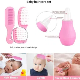 Baby Care Kit, 10-Piece Essential Grooming Set, Nail Clipper, Brush, Comb and Care Tools, Pink, BPA-Free, 0+ Months (Pink) image 3