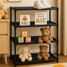 BEMITH 4 Tier Book Self Portable Book Shelf, Kids Books Racks for Home Plastic, Bookshelf for Home, Book Shelves, Stand, Organizer, Book Rack for Study Room/Library/Bedroom-Black image 2