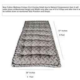 Adim's Cotton Quilt Mattress Gadda – Firm Indian Floor & Bed Mattress | Traditional Futon Style with Soft Cotton Filling & Premium Shine Grey Design (Box, Single (3 x 6 Ft) image 2