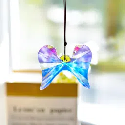 Window Hanging Crystal Angel Wing Prism Suncatcher AB Coating Ornament, Glass Angel Wing Sun Catchers Rainbow,Prism Crystals for Indoor Outdoor Garden Christmas Decor(76mm) image 3