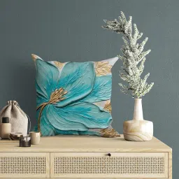 SCPmarts Flower Printed Cushion Cover Home Decorative Covers for Sofa Soft Solid Square Throw Pillow Cushion Covers Satin Cushion Covers Set of 5 Size 16 x 16 Inch (Design 12) image 2