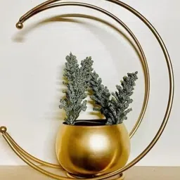 TAJ CREATIVE HANDICRAFTS Half Moon Design Flower Pot Stand Gold Metal Flower Vase for Home and Office Side Table Decoration - Pack of 1 (24x24 CM Centimeters) Item T-1012 image 4