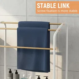 HASTHIP® Towel Rack Robe Bath Towel Drying Rack Toiletries Rack, Assembly Free-Standing Utility Organizer Stand for Bathroom, Balcony, 75.2x31.2x73cm image 3