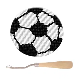 CALANDIS™ Rug Making Kits DIY Soccer Embroidery Cushion Wooden Bent Latch Hook Tool | Latch Hooking Kits | Latch Hooking | Rug Making | Needlecrafts & Yarn image 4
