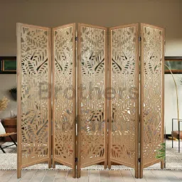 KK Brothers Mart Wooden Room Partition for Living Room | Screen Separator | Room Wall Divider | Wooden Hall Partition Furniture for | Bedroom | Office | Restaurant 3 Panel image 3