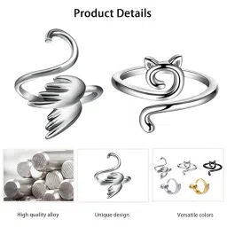 5 Pcs Crochet Ring, Adjustable Crochet Hook, Yarn Tension Rings for Finger Protection, Ideal for Knitting, Fashionable Crochet Accessories,Suitable for DIY Weaving image 2
