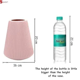 SATYAM KRAFT 1 Pcs Vase for Home Decor, Living Room, Office, Bedroom, Centre Table, Balcony,Ceramic Look Unbreakable Showpiece Flower Pot for Decorations (Off-White) (Only vase, No Flower) Size-20 cm image 3