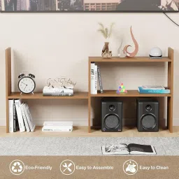 Lukzer Adjustable Engineered Wood Bookshelf Storage Rack | Multipurpose DIY Display Stand for Living Room, Bedroom, Office | Brown Oak Finish | 121x61x24cm | MR-011 image 2