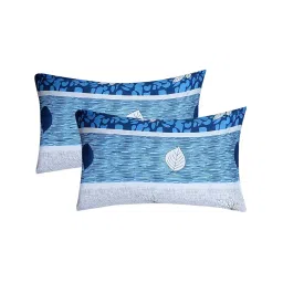 Status Contract Cotton Rich Double Bedsheet with 2 Pillow Covers for Bed Room, Home, Hotel-120 GSM (Blue Stripes) image 4