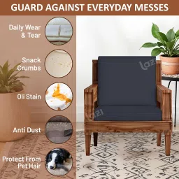 LAZI Dark Grey (Pack of 6) 200GSM Sofa Seat Cover for Wooden Sofa Cushion Stretchable Elastic Sofa Slip Cover Protector can be used for Livingroom Office Recliner Couch Cloth Cover 3 Seater Set Covers image 2
