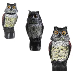 TRENDYNEST 3 Pieces Realistic PVC Owl Decoy Bird Scarer with Rotating Head & Scerws | Yard, Garden & Outdoor Living | Gardening Supplies | Weed & Pest Control image 4