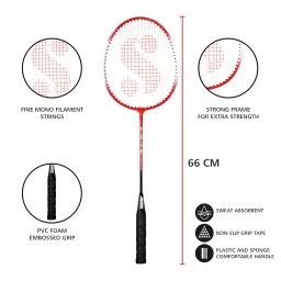 Silver's Aluminium Pro-170 Badminton Kit (2 Racquets with Cover, 1 Box Shuttlecock Pack of 3), Red and White image 1