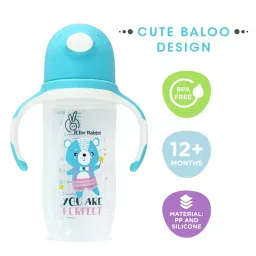 R for Rabbit Premium Baloo Baby Straw Sipper Bottle |10 fl oz | Anti Spill Sippy Cup with Soft Silicone Straw BPA Free & Non Toxic for Baby or Kids of 12+ Months -(300 ml Blue) image 1