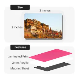 Haridwar Acrylic Fridge Magnet 3x2 Inches | 3mm Thick, Scratch-Resistant Glossy Finish | Spiritual Souvenir for Pilgrims image 3