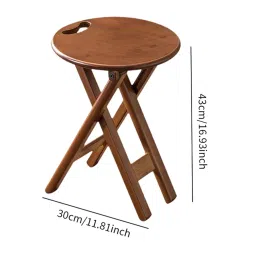 BNF®Bamboo Folding Stool Round with Handle Kitchen Chair for Indoor Home Kitchen|Home & Garden |Furniture|Benches & Stools image 2