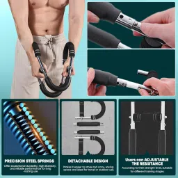 SakerPlus Twister Arm Trainer, Adjustable Spring Chest Expander and Forearm Strengthener, Triceps, Biceps, Shoulder, Back & Thigh Workout bar Equipment, Portable Upper Body Exerciser for Home Fitness image 4