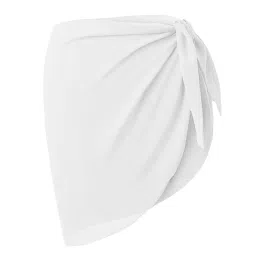 elbme Chiffon Cover Up Solid Womens Summer Bathing Suit Bottom Short Skirt 50Cmx140Cm White image 2