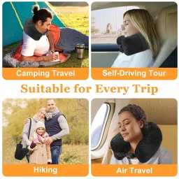 EVEPRUS Travel Pillow for Extra Luggage,Stuffable Neck Pillow for Travel,Soft Velvet Cover,Adjustable Neck Size,Holds 3 Days of Travel Essentials,Travel Hacks,Multifunctional Packable Neck Pillow image 5