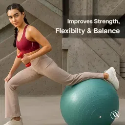 Wiselife Gym Ball,Physical Therapy Yoga Ball for Home,Exercise Ball for Stability,Workout Fitness, Anti-Burst, Slip Resistant Balance Ball Chair for Office, Swiss Ball with Air Pump (Torquoise, 55cm) image 5