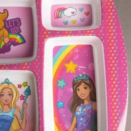 Superware Barbie Shine Melamine Kids 5 Section Plate T6540 | Durable & Fun Mealtime image 1