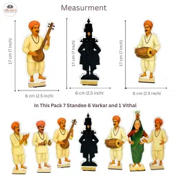 Digi Arts Vithal & Varkari Standees Set | Pack of 7 Decorative Cutouts (6 Varkari + 1 Vithal) | Festival & Ganesh Decoration | MDF with Glossy vinyle Print | 7 Inch (17.8 cm) Height B image 1
