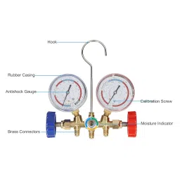 Manifold Gauge Set - Eacam Refrigerant Manifold Diagnostic Gauge Fit R12 R22 R404A R134A Refrigerant with Charging Hoses for Home Car Refrigeration image 5