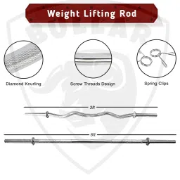 BULLAR Gym Equipment Set for Home Workout,Home Gym Set Combo 30 KG, 3 Feet Curl, 5 Feet Straight Rod + 2X Dumbbell Rods, for Men and Women Perfect Dumbbell Plates for Home Gym, Exercise Set image 3