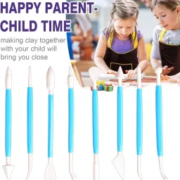 Art Ranger Plastic Ceramic Pottery Tools Set of 8, Double Heads Clay Modelling, Sculpting, Shaping, Fondant Cake Decorating, Polymer Tools for Art & Craft Supplies for Kids, Artist (Random Color) image 4