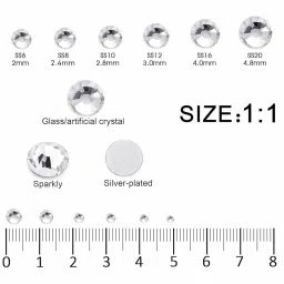 12 Grids Clear Flatback Rhinestones for Crafts | White Nail Gems & Crystals for DIY, Jewelry, Nail Art, Clothes & More | Sparkling Glass Diamonds Kit with Tweezers & Picking Pen (SS6~SS20) image 1