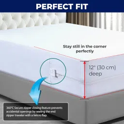 Caroline Shatuik Bed Bug Mattress Protector, Anti Allergy Fully Zipped Waterproof Mattress Encasement with Zip dust mite mattress cover Double (137 x 190+30cm) image 2