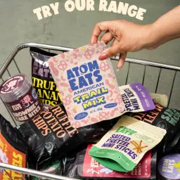 Atom Eats | American Trail Mix - 60g | Premium Blend of Pretzels, Roasted Almonds, Cashews, Pumpkin Seeds, Peanuts, Dried Cranberries, Choco Gems | Omega 3 Rich Snack | Healthy, Tasty & Energizing Snacking image 5