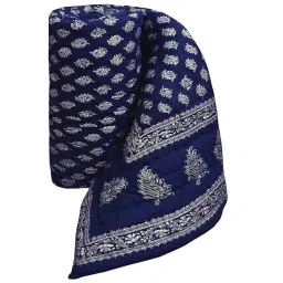 SIBLEY Cotton Single Bed Jaipuri Razai Jaipuri Blanket Ac Quilt for Winter Soft Light Weight Rajasthani Traditional Cotton Razai (55 x 85 inch) - Blue image 1