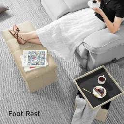 Folding Storage Ottoman, Long Sofa Bench, Fabric Linen Footrest Stool for Makeup Cosmetic Laundry, Toys Storage Organizer Bin Box with Lidded Cover (X-Large, Beige) image 3