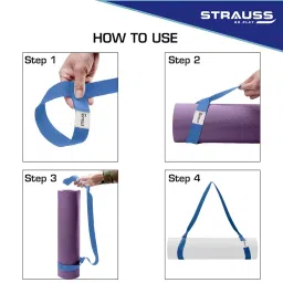 Strauss Adjustable Yoga Mat Strap |Sling Belt for Carrying & Holding Mat |Durable Cotton Yoga Mat Carrying Strap |Carrier Sling with Thick, Durable & Comfy Texture | for Up to 15 mm Yoga Mats, (Blue) image 3
