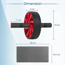 AGARO AR222 Ab Roller SingleWheel, Abdominal Exercise Roller, Home Gym With Knee Mat For Men And Women, Black & Red image 5