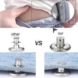 DIANZHU 6pcs Buttons pins for Loose Jeans, 17 mm No-Sew Nailess Removable Metal Jeans Buttons Replacement, Adjustable Metal Pants Button Tightener,Repair Combo Thread Rivets and Screwdrivers image 3