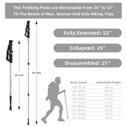 AJIGNA MART Hiking Trekking Poles, 2 Pack Collapsible,Lightweight, Anti Shock, Hiking or Walking Sticks,Adjustable Hiking Pole for Men and Women (Silver) image 2
