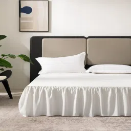 Ivory Bed Skirt Twin Size Ruffled Bed Skirt with Split Corners, Twin Bed Skirt 12 Inch Drop, Twin Size Bed Skirt Ivory for Ruffled Bed Skirt with Split Corners, Bed Skirt Twin Size image 1