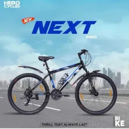 Hero Next Sports [ Front Suspension with Double Dish] with 6 Speed Shimano Gear 26 T (inch) Mountain Cycle (21 Gear, Black, Only Front Suspension) image 2