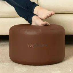 Bean Bag Chair with Footrest & Cushion with Beans Filled | 3XL Faux Leather Bean Bag Sofa for Adults & Kids | Pocket Design, Easy to Carry, Double Stitching - (Tan, with Stool) image 3