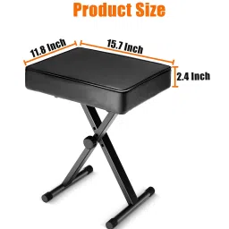 SP50 Keyboard/Piano Bench Adjustable Collapsible X-Style Stool Chair Seat, 2.4 Inch Thickness High-Density Sponge, Non-Skid Design, Black image 4