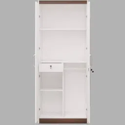 illfordd furniture 2 door wardrobe in Frosty White colour with drawer and Hanging Space / 2 door wardrobe for bedroom with storage image 5