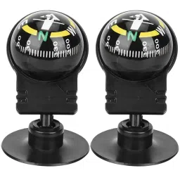 Jauarta Compass in car car Compass Dashboard with Suction Cup 7×6×4 2pcs lc282 abs Portable car Compass Guide Ball with Suction Cup Outdoor Navigation Tools image 1