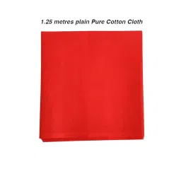 Pure Cotton Plain Cloth for Pooja I 1.25 metres Long Kapda_Set of 2, Red image 2