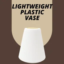 SATYAM KRAFT 1 Pcs Vase for Home Decor, Living Room, Office, Bedroom, Centre Table, Balcony,Ceramic Look Unbreakable Showpiece Flower Pot for Decorations (Off-White) (Only vase, No Flower) Size-20 cm image 1