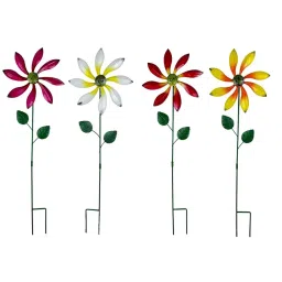 MERISHOPP Iron Wind Spinner with Stake Metal Windmill for Driveway Outside Decor Yellow image 5