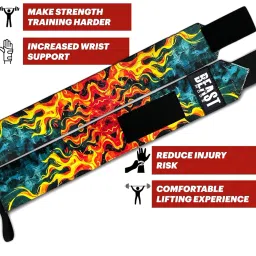 STEIGEN FITNESS ULTIMATE FIRE PRINT Wrist Support Wraps,Wrist Bands For Exercise,Wrist Straps For Gym (FIRE) image 2